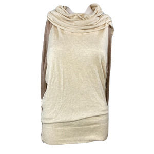 NWT Kaisley Sweater Womens Sz‎ XS Beige Neutral Drape Neck Lightweight Cotton